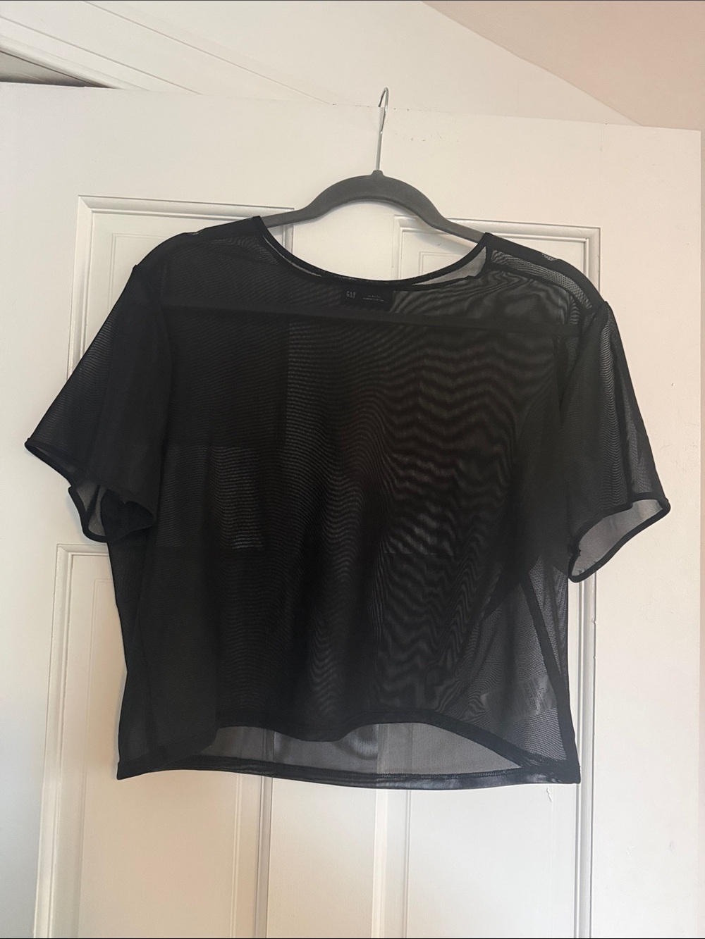 GAP Black Sheer Mesh Crop Tee